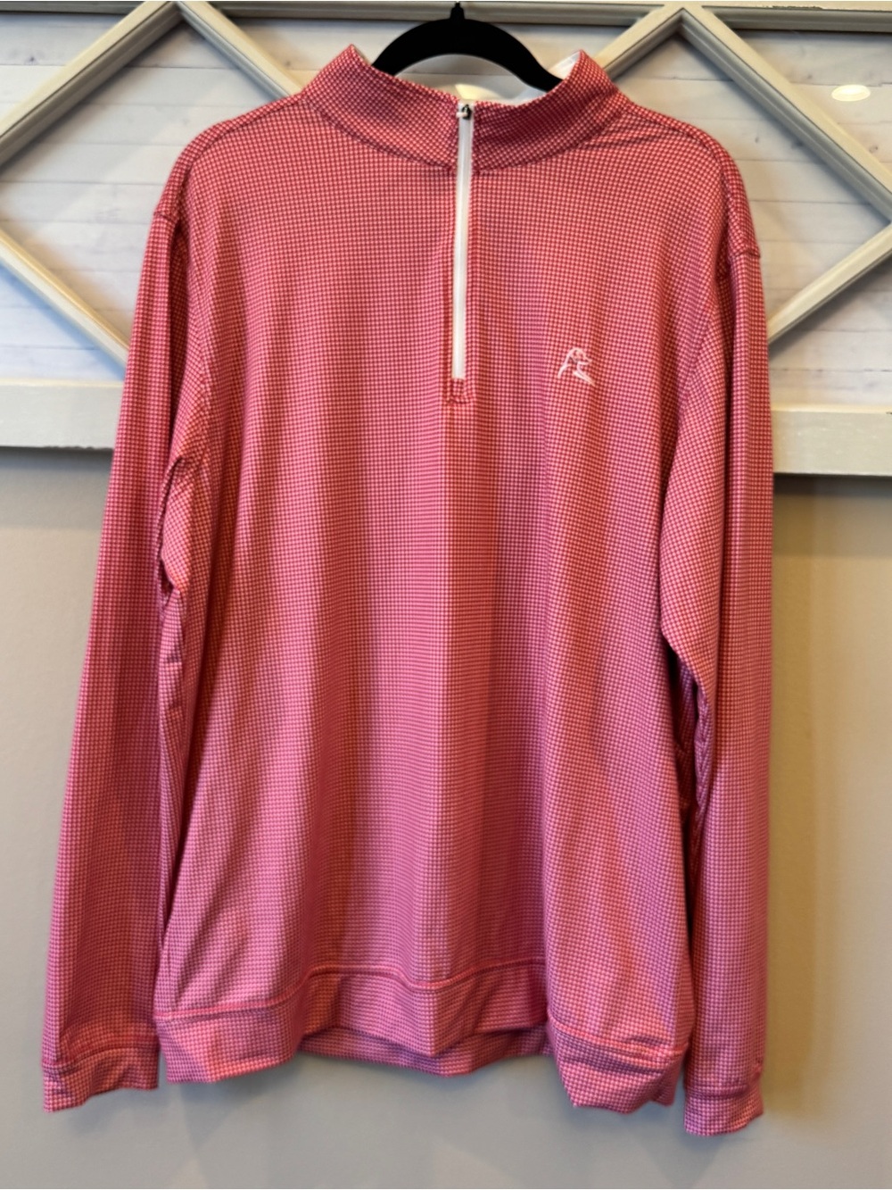 Rhoback Mens Large L Quarter Zip 1/4 Zip Red White Pullover  Performance Q